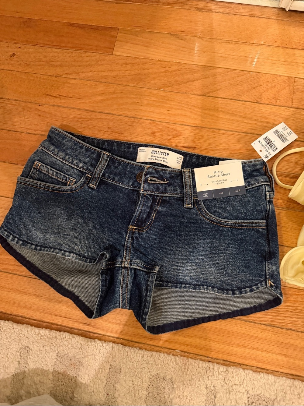 Hollister Dark Blue Denim Micro Shortie Shorts